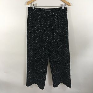 Mango high waist wide leg crop pants zip polka dot